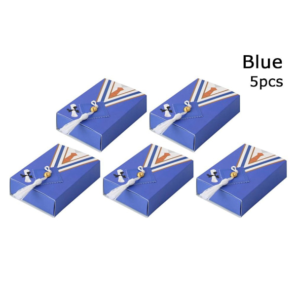 5kpl Doctor Hat Cap Candy Box Valmistujaisjuhlakoristelu SININEN - korkea laatu blue 5pcs-5pcs