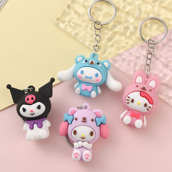 Tecknad Sanrio mjuk gummidocka nyckelring hängande nyckelring - on stock KT Cat one size