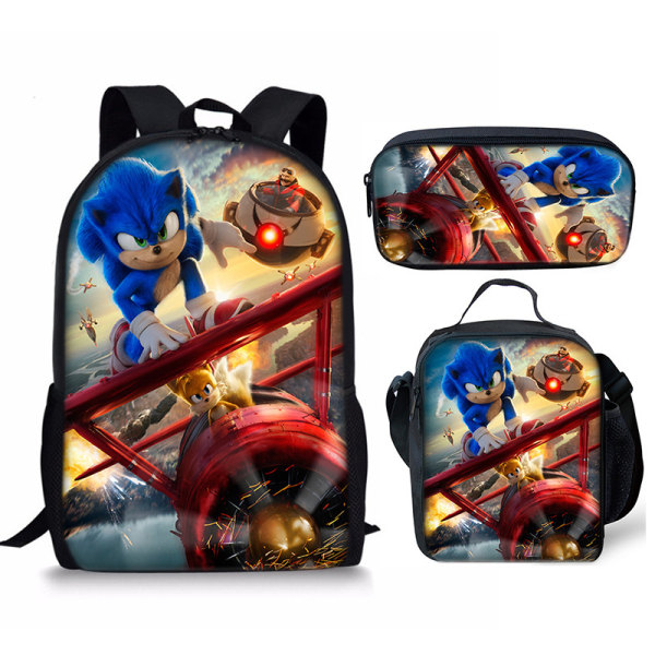 Sonic skolväska för barn, matkasse, pennväska set om tre - on stock 13
