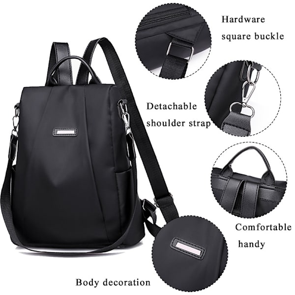 Mode bärbar ryggsäck Superlätt vattentät reseryggsäck - on stock black