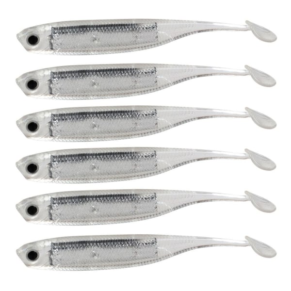 6st Fiskedrag Mjuka drag SILVER 6ST - stock Silver 6Pcs-6Pcs