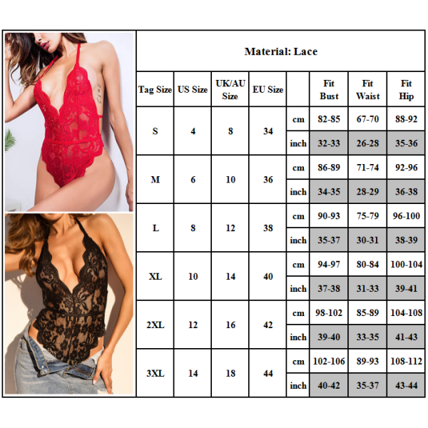 Dam exig Deep V Underkläder Babydoll Bodysuit Underkläder Vit - spot försäljning White S
