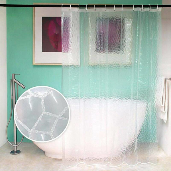 Duschdraperi Vattentät 3D Water Cube Clear Badrum - on stock