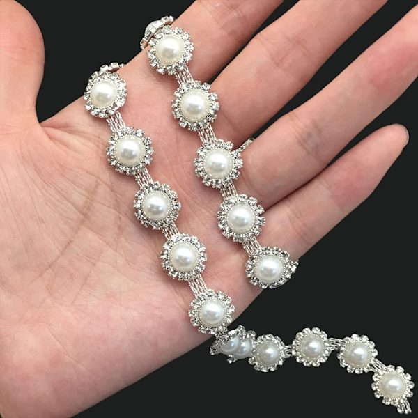 Trimma Rhinestone Elfenbenspärlor - stock