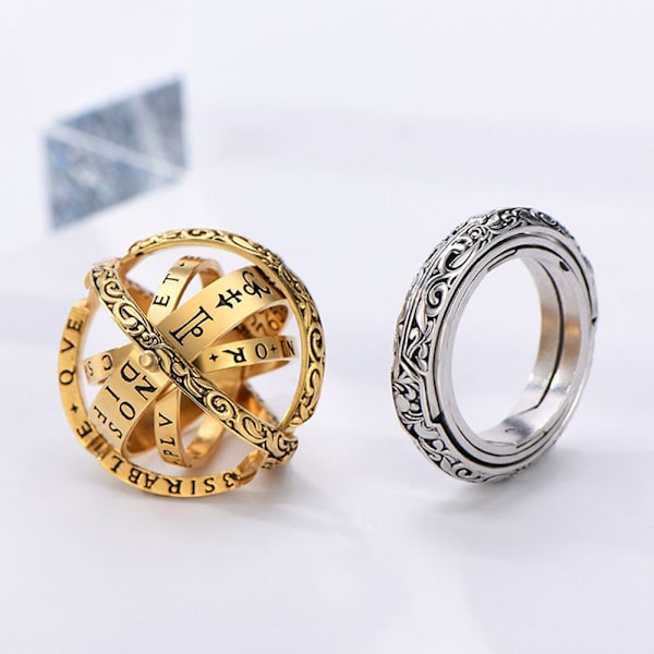 Astronomisk kulring Fingerringar Roterande Clamshell GULD 7 - high quality