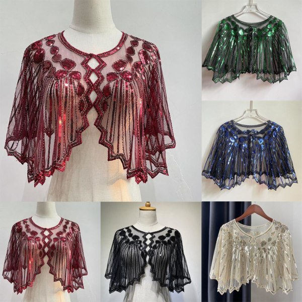 Flapper Sjal Beaded RÖD - high quality Red