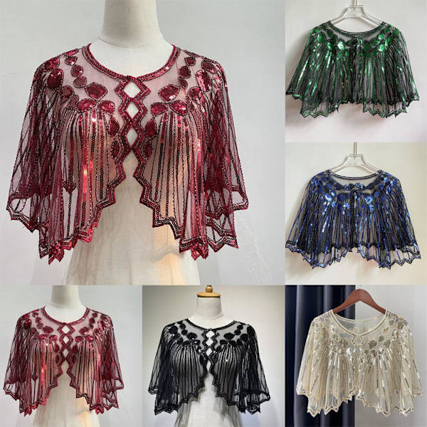 Flapper Sjal Pärlstav SVART - high quality Black