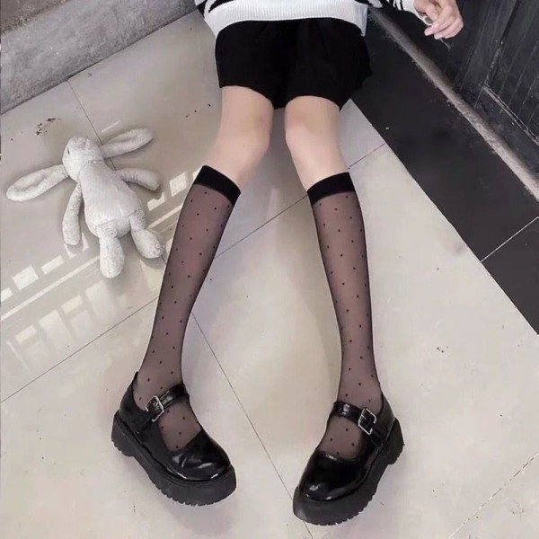 Silk Knee Socks Lolita Socks BLACK - spot ale black