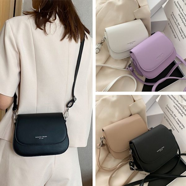 Trendig sadelaxelväska kvinnor PU-läder Crossbody-väska - on stock blue