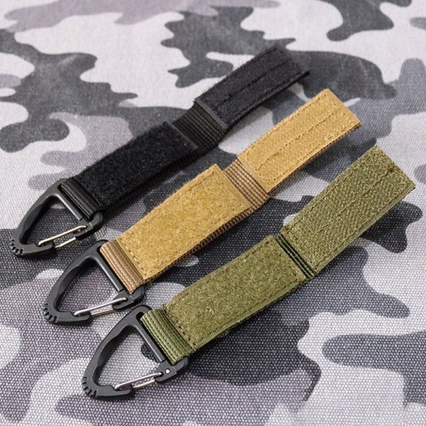 2st Webbing Hängande Spänne Nyckelring KHAKI 2ST - stock Khaki 2pcs