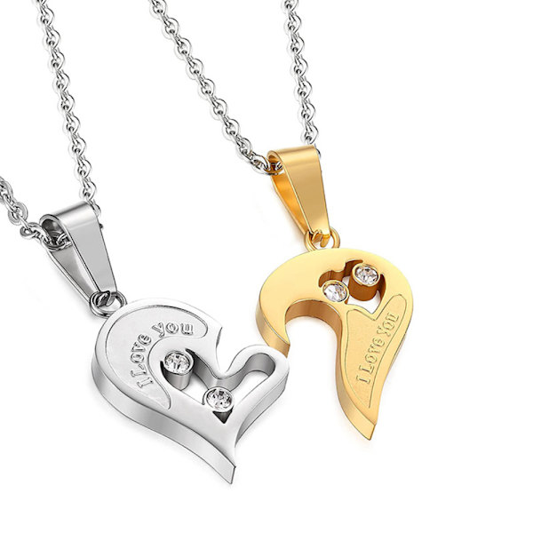I love you heart miehiä naisia ​​pariskunta persoonallinen riipus kaulakoru - varastossa silver