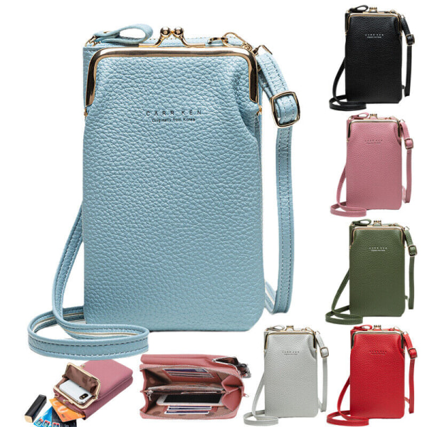 Personlig mobiltelefonväska för kvinnor Crossbody axelväska Handväska Plånbok - high quality Blue