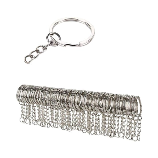 50-pack nyckelringar kort kedja 25 mm Silver - stock