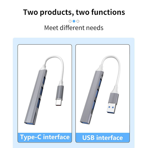 USB C HUB 3.0 Type-C Dock Station 4 -portti – spot-myynti USB 3.0 Grey
