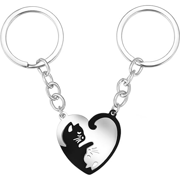 1st Pair Keychain, kissan sydämen muotoinen rakastaja-avaimenperä Anniversary - korkea laatu