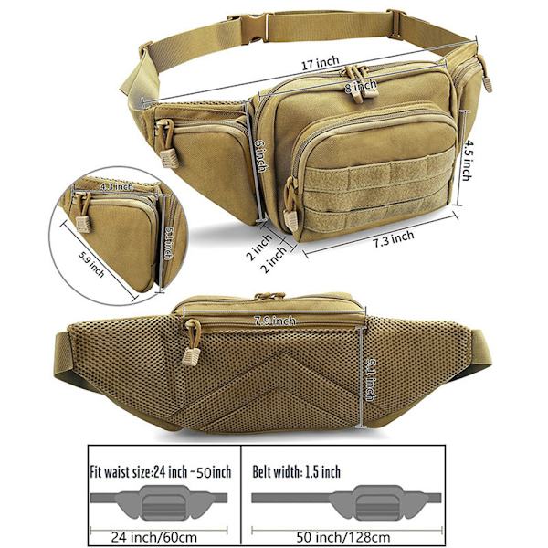 Kannettava Fanny Pack Tactical Zipper Military Tactical Waist Bag - varastossa camel
