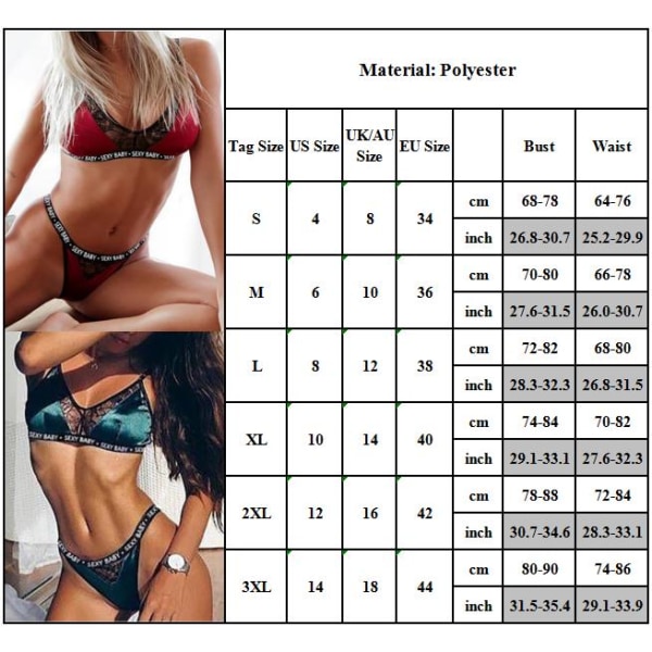 Sexiga damunderkläder Top BH Underkläder Set Nattlinnen Sovkläder - spot försäljning green M