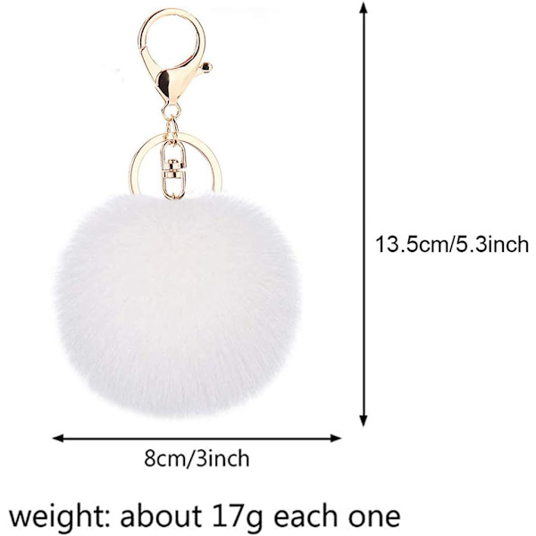 Pompoms Nyckelringar, Plyschväska Charms, Fluffy Pompom Bag Charms, - high quality Weiß
