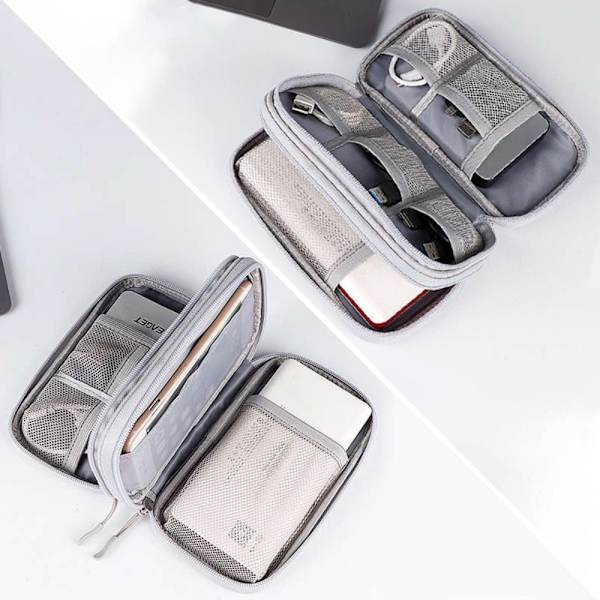 Headset Kabelväska Charging Treasure Bag GRÅ 21 X12,5 X6,5CM - stock Grey 21 x12.5 x6.5cm