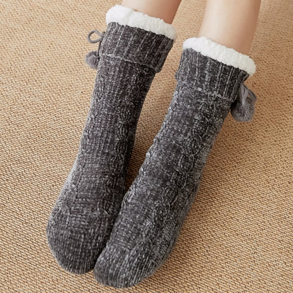 Dam Fuzzy Socks Mjuk vinterstrumpa Stuffs Julstrumpor - on stock Dark gray