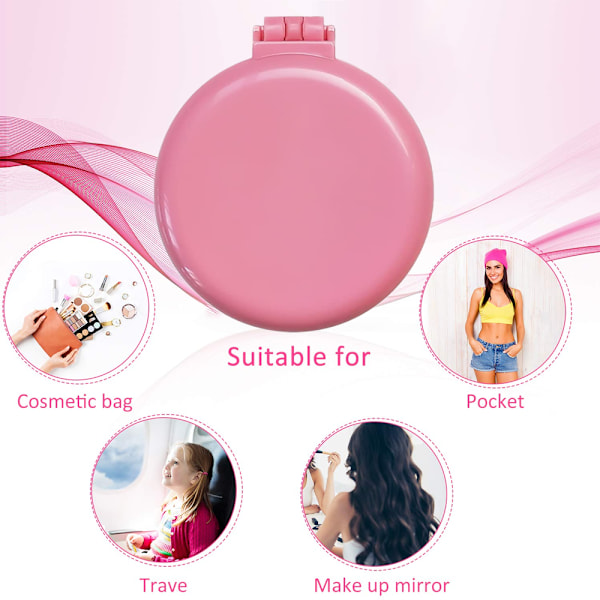 Taitettava hiusharja peilillä, pyöreä minikompakti hierontakampa - varastossa Pink