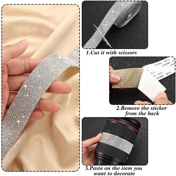 2 rullar/5 rullar självhäftande Rhinestone Diamond Ribbon 1 - high quality