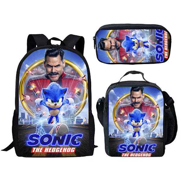 Sonic skolväska för barn, matkasse, pennväska set om tre - spot sales 26