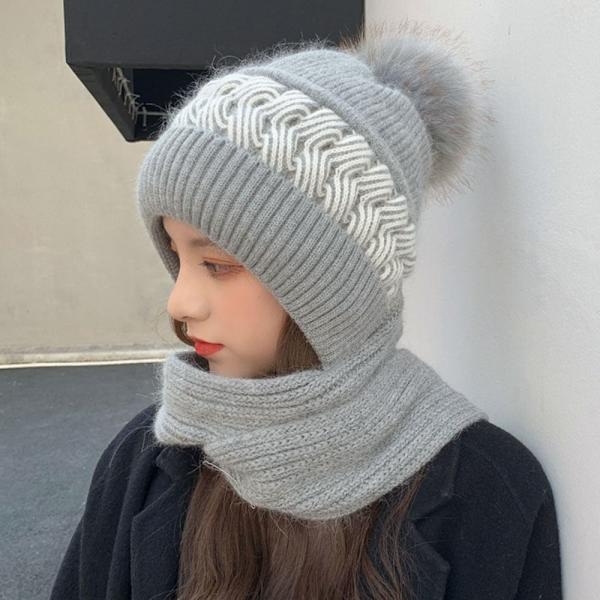 Beanie Scarf Neck Cap GREY - varastossa Grey