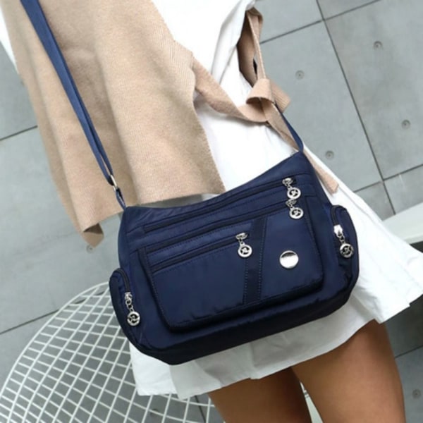 Kvinnor Multi Pocket Messenger Handväska Cross Body Väskor SVART - spot sales black