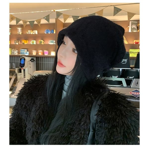 Mink Pile Cap Plysch Pullover Hatt Elfenben - on stock ivory
