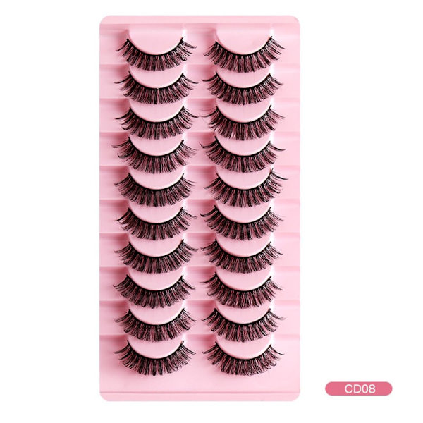 10 Pairs Lashes DD Curl Russian Volume Mink Hair Falske øyevipper - spot försäljning