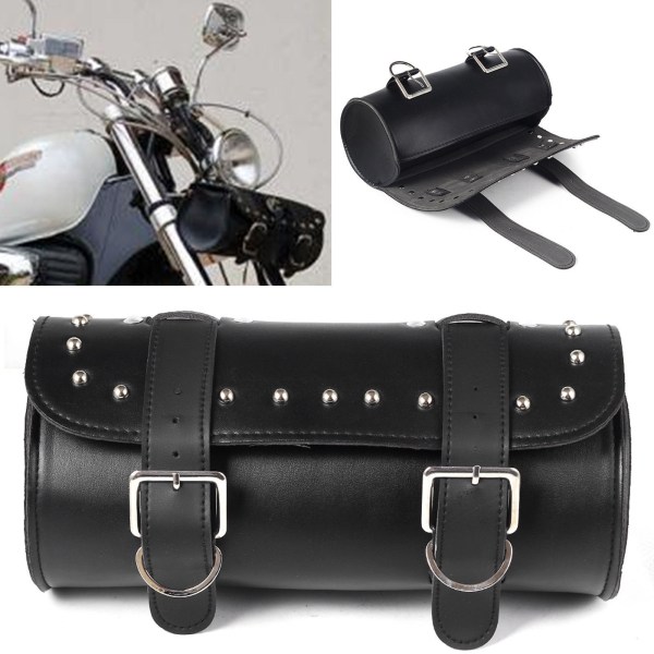 Roll Bag för Harley Motorcykel Scooter Front Forks Round Bar - high quality black 31cm*13cm*13cm