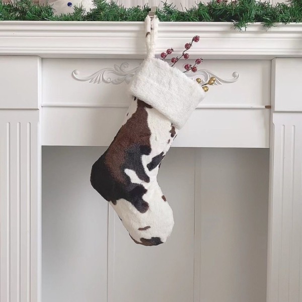 Cow Print Christmas Stocking Xmas Gift Bag - varastossa 2