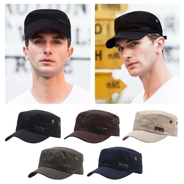 Män Militär Cap Flat Top Caps GREEN2 - on stock green2