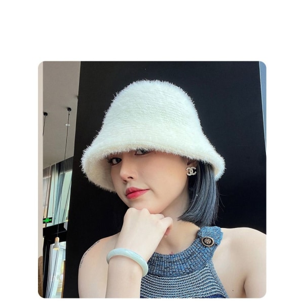 Höst Vinter Plysch Hatt Fisherman Hat VIT - on stock White