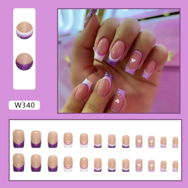 24 kpl False Nails Short Square - varastossa W340