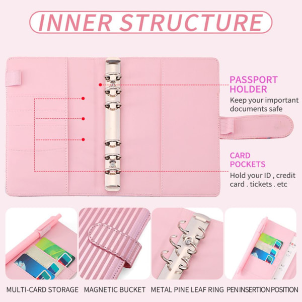 A6 Budget Binder Budget Organizer PINK - varastossa Pink