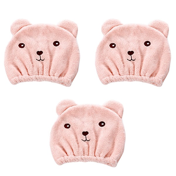 Söt tecknad björn mikrofiber cap Coral Fleece - high quality pink