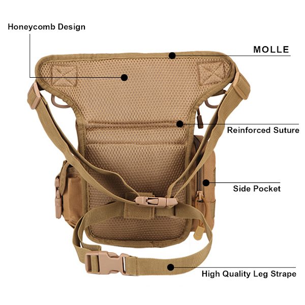 Taktisk Drop Leg Bag Lår Utility Midjepåse Vandring Casual - stock ACU
