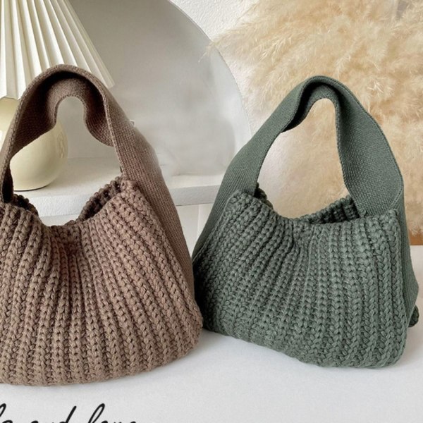 Stickad handväska Knot handledsväska BRUN - stock brown