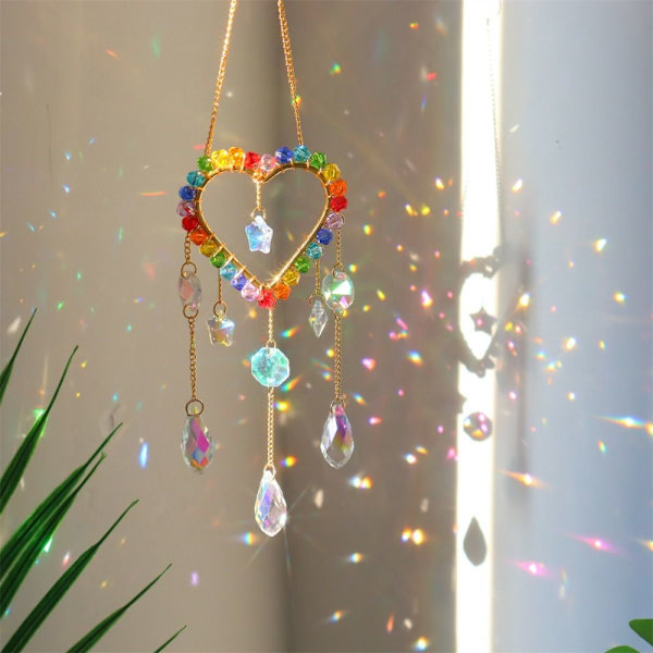 Crystal Sun Catcher sateenkaariprisma riipus HEART - varastossa