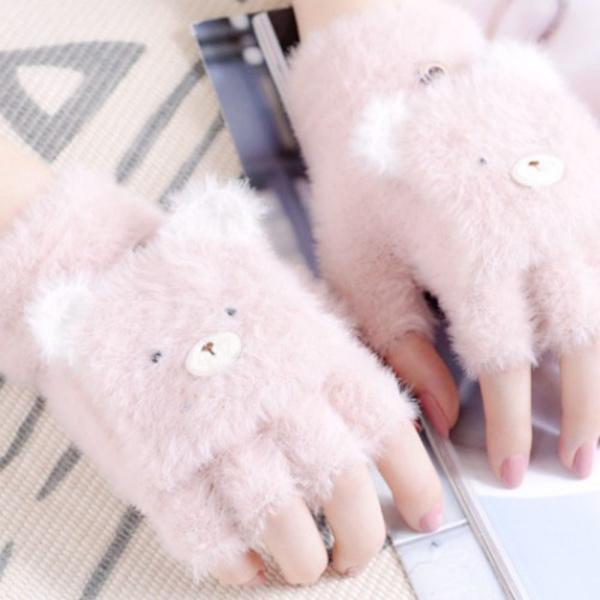 1 Par Fingerless Handskar Half Finger Handskar BEIGE - stock beige