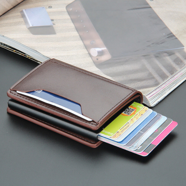 Miesten Pop Up -lompakko Rfid Blocking Slim Card Holder Automaattinen - korkea laatu Coffee