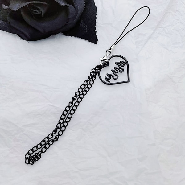 Goth Y2K telefon berlock hänge Kawaii-nyckelring för väska Söt tillbehör Kvinnor Gitarrband Lanyard pärlstav Nyckelring hänge - on stock null - Style 3