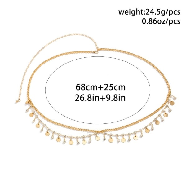 Rhinestone midjekedja Crystal Belly Body Chain SHELL - spot försäljning