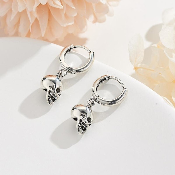 Reeti 925 Sterling Silver Earrings Skull Dingle Earrings Korut - spot ale