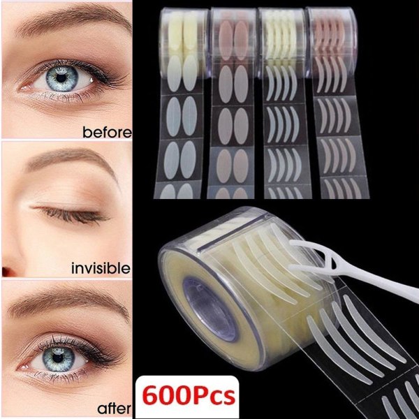 600 kpl/300 paria näkymätöntä kuitua kaksinkertaista silmäluomen teippiä - spot-myynti nude Large