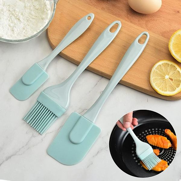 3 delar silikondegsskrapa, värmebeständig skrapa, non-stick elastiskt gummi med metallkärna - on stock