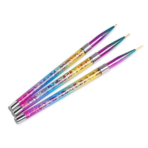 3 kpl Crystal Nail Brushes Nail Art Siveltimet Painting Pens - spot-myynti