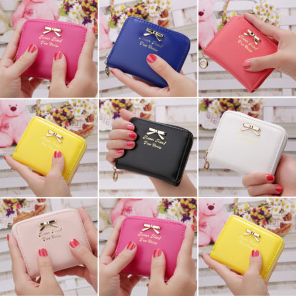 Naisten jouset lyhyt lompakko Clutch kolikkokukkaro PU-nahkainen minilaukku - varastossa black